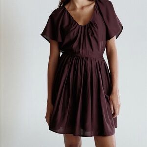 H&M Burgundy Dress with Flared Skirt - XL